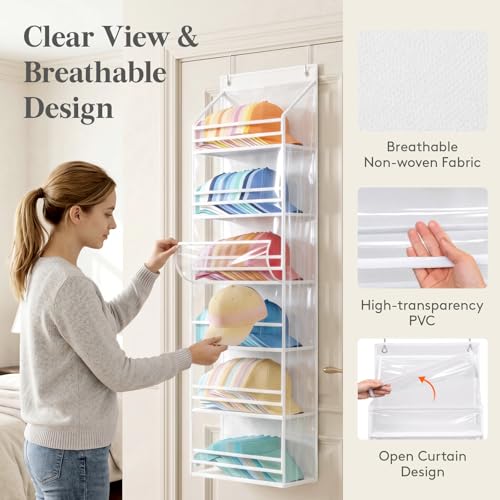Lifewit 6 Tier Clear Over the Door Hat Rack, Baseball Caps - Image 4