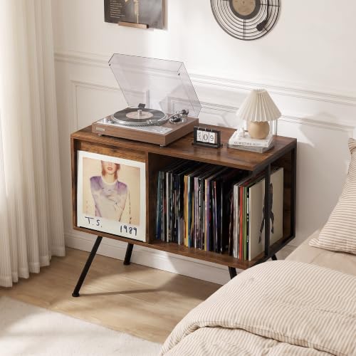 Flip Top Record Player Stand with Vinyl Storage Up to 150 Albums - Image 7