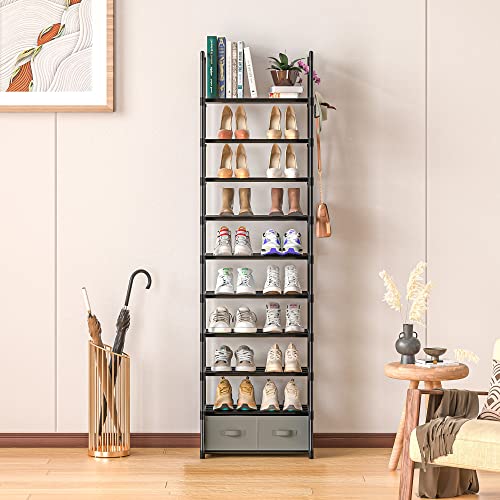 OYREL Tall Shoe Rack Narrow 10 Tier Shoes Rack 20 25 Pairs + 2 - Image 5