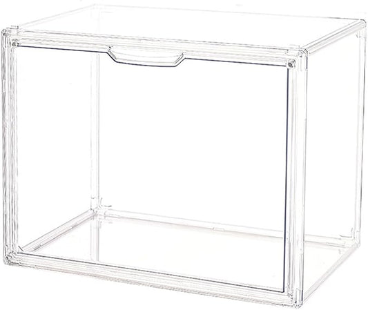 Clear Plastic Stackable Storage Bins, Clear Shoe Box, Dustproof Book & Cosmetic Display Cases, Large Figures Collectibles Showcase, Shoe Storage Boxes, Bag Organizer (1, TransparentXL-1 Pack)