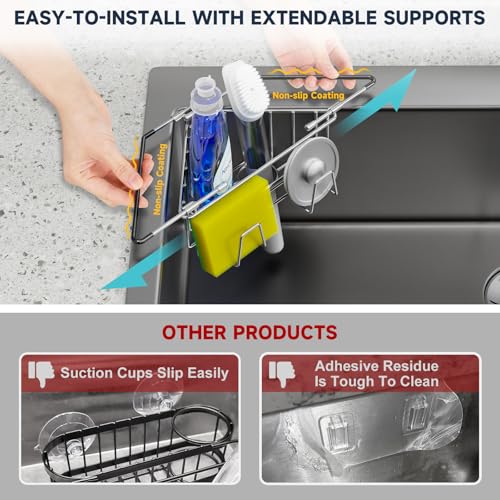 NiHome Adjustable Corner Caddy, Sponge Holder for Kitchen Sink - Image 4