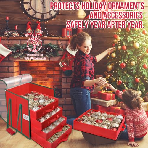 Christmas Ornament Storage Box,5 Tier Holds Up to 100-3” - Image 4