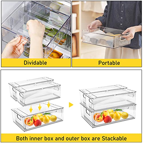 3 Pack Refrigerator Organizer Bins with Pull-out Drawer Stackable - Image 4