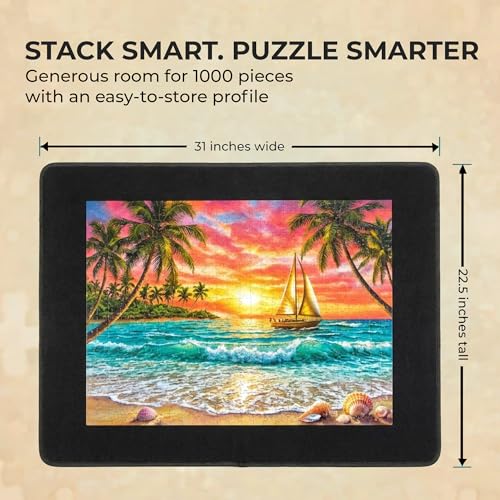 1000 Piece Felt Puzzle Board with Cover - Folding Table, 6 Trays - Image 3