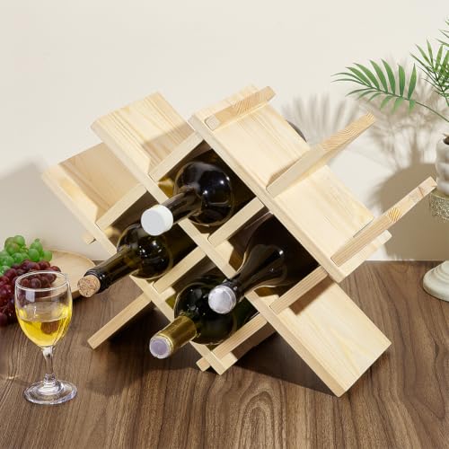 NBEADS 19.80x5.91x14.65 inch Countertop Wood Wine Rack, Bamboo - Image 6