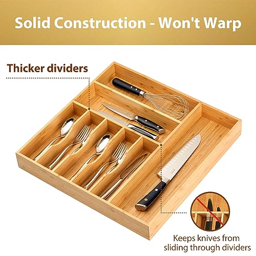 Umilife Large Kitchen Drawer Organizer, 19"x20" Silverware - Image 4