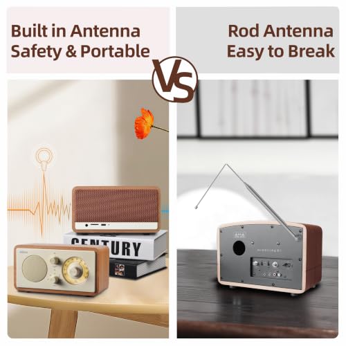 Vintage Small Radio Bluetooth Speaker for Home Office Kitchen - Image 8