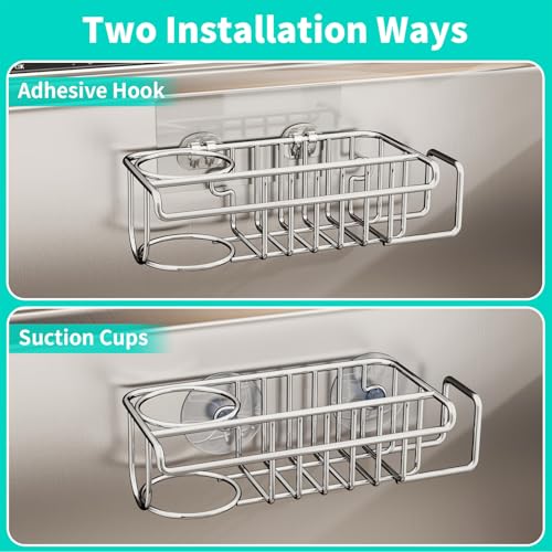 HapiRm 4 in 1 Sink Caddy Sponge Holder, SUS304 Stainless Steel - Image 4