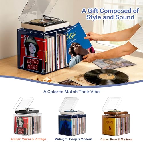 Bikoney Vinyl Record Storage,Stackable Cube Acrylic Vinyl - Image 7
