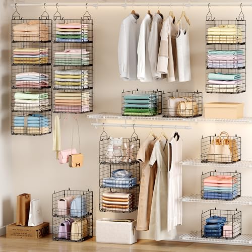 Sonyabecca 5-Tier Hanging Closet Organizer – Black Closet Storage - Image 3