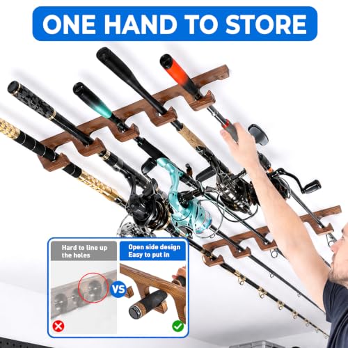 PLUSINNO H5W Solid Wood Fishing Rod Holder, Horizontal - Image 8