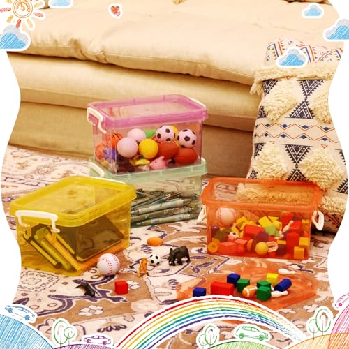 6 Pack Colorful Plastic Storage Bins with Lids, Colorful - Image 3