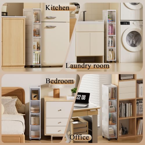 TEAMIX 4 Tier Slim Rolling Bathroom Storage Cabinet - Image 7