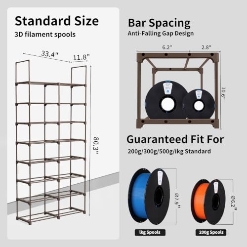 8-Tier 2-Column Modular 3D Printer Filament Storage Rack - Image 4