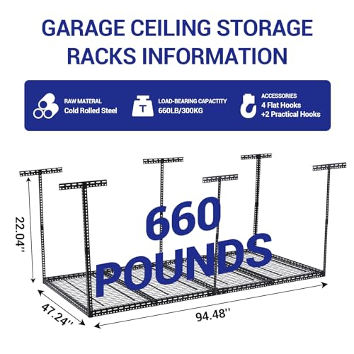 Garvee 4x6 ft Overhead Garage Storage Rack, Height | Garage Storage - Image 4