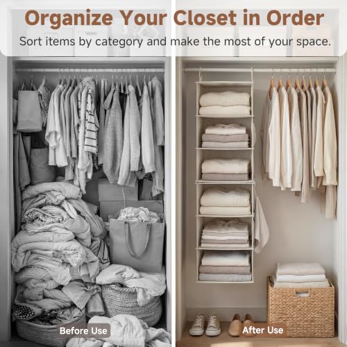 StorageWorks Hanging Closet Organizer, 6-Shelf with 2-in-1 Design - Image 6