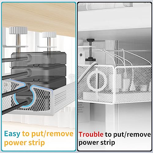 Under Desk Cable Management Tray White, No Drill Desk - Image 4