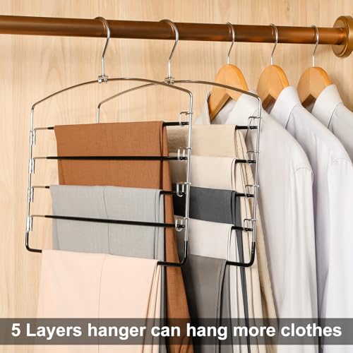 TOPIA HANGER Pant Hangers Space Saving 3 Pack with Non - Image 3