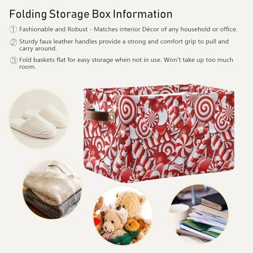 Christmas Candy Rectangular Storage Basket Organizer Bin Shelf Baskets For Clothes Gifts For Home Office Dorm