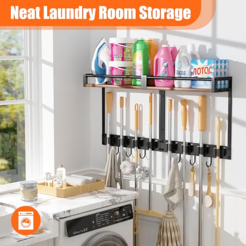Broom Holder Wall Mount with Shelf, 15.7" Wx6.7 Dx15.7 H, 2 Packs - Image 4