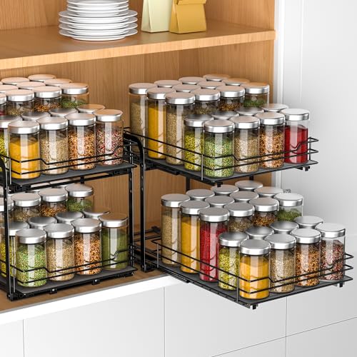 RCHYFEED 2 Tier Pull Out Spice Rack Organizer for Cabinet,9.5" - Image 5