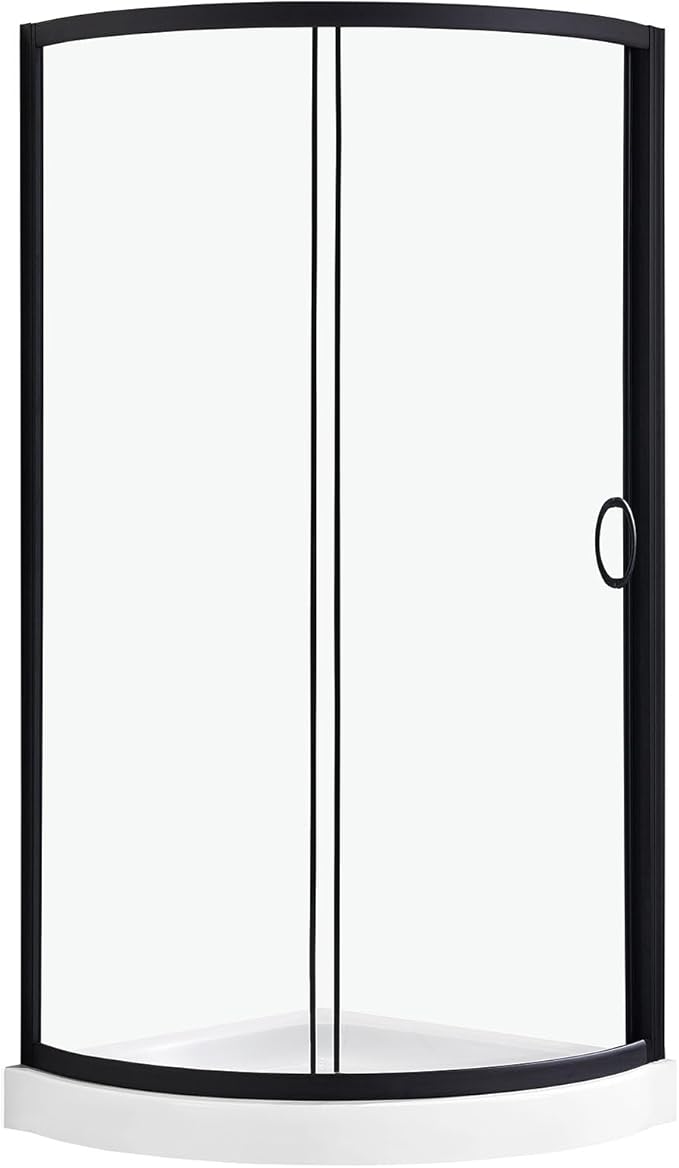 OVE Decors Breeze 32 in. Corner Shower Clear Sliding Door with Included Base in Black Finish