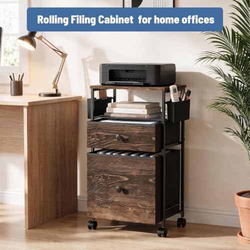 LEKETREE 2 Drawer Compact File Cabinet, Under Desk Rolling Filing - Image 4