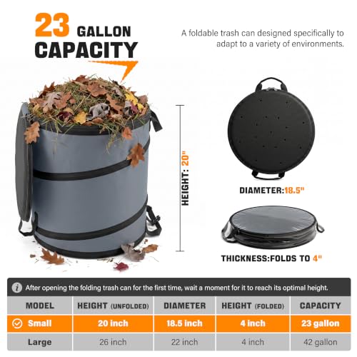 23Gallon Collapsible Pop Up Camping Trash Can with Hard - Image 3