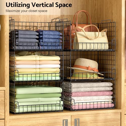 6-Tier Stackable Closet Organizers and Storage Basket - Foldable - Image 3