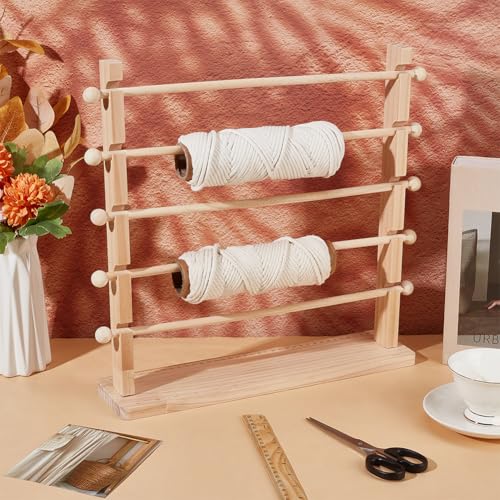 BENECREAT 5 Tier Ribbon Holder Organizer Rack, Wooden - Image 6