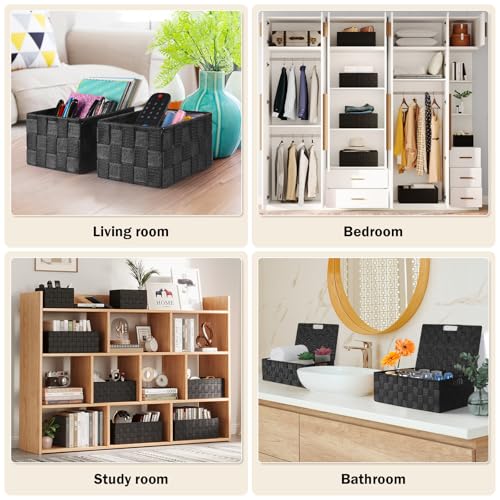 Storage Baskets with Lids: 5 Pack Stackable Woven Storage Bins - Image 7