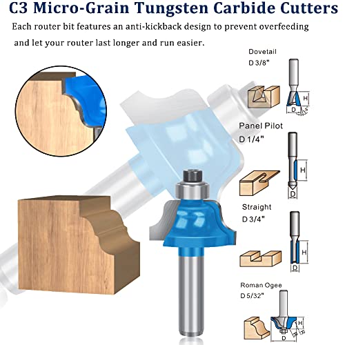 TAIWAIN 1/4 Shank Router Bit Set 41 PCS, Round Over | All Products - Image 5