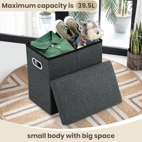 COSYLAND Collapsible Fabric Ottoman Footrest with Storage - Image 4