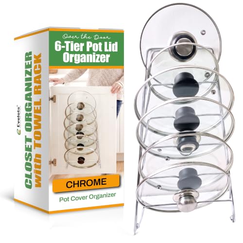 Evelots 6-Tier Pot Lid Organizer for Cabinet Door or Pantry Wall - Image 2
