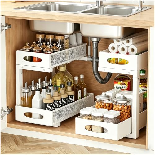 2 Pack Under Sink Organizer, 2-Tier Pull Out Kitchen | All Products - Image 2