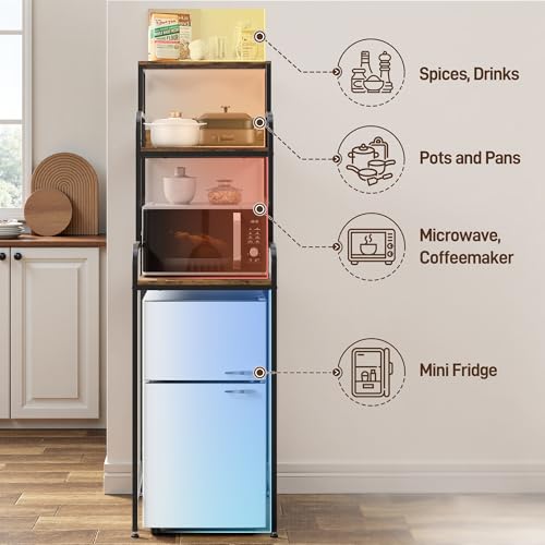 Mini Fridge Stand, 21"Wx23"Dx68"H Microwave Shelf - Image 7