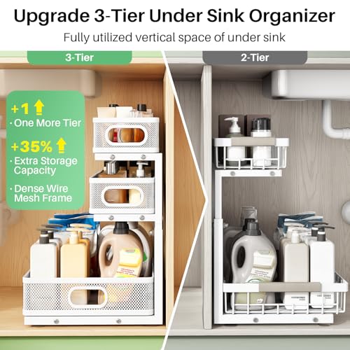 Kitstorack Under Sink Organizer, 2-Pack 3-Tier Height - Image 5