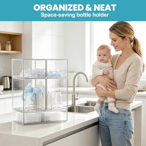 Stackable Storage Drawers, 3 Pack Clear Acrylic Makeup & Baby - Image 3
