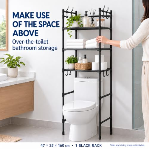 1 Piece Bathroom Shelves Over Toilet, 3 Tier Toilet Storage Rack - Image 7