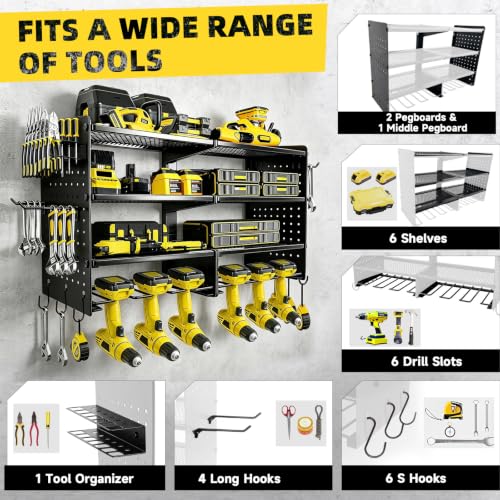 Power Tool Organizer Wall Mount, 4 Tier Heavy Duty Tool - Image 6
