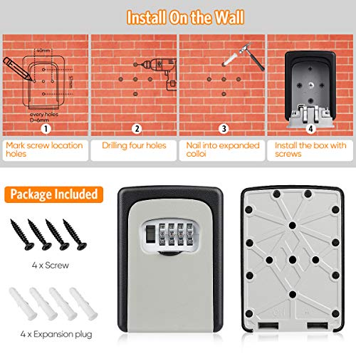 Key Lock Box Wall Mounted, Fayleeko 4 Digit Combination - Image 6