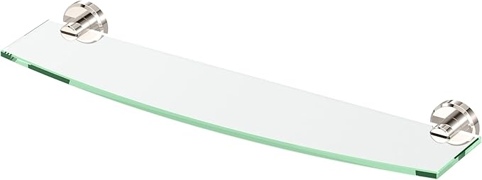 Gatco 5476 Locke Glass Shelf, Polished Nickel/Wall Mounted 20.13" X 5.38" Tempered Glass/Floating Rectangle Glass Shelf for Bathroom