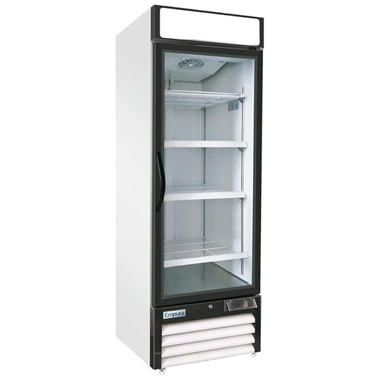 27" Reach-In Freezer with One-Swing Glass Door | Merchandiser Frozen Display Refrigeration for Convenience Store | 19.2 Cu. Ft. | 26.8"W x 33.5"D x 80.1"H, White, Stainless Steel, 115v, NSF
