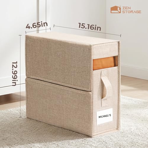 Sheet Organizers and Storage for Linen Closet, 4Pack Beige - Image 4