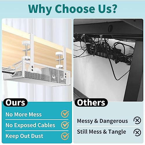 Under Desk Cable Management Tray White, No Drill Desk - Image 6