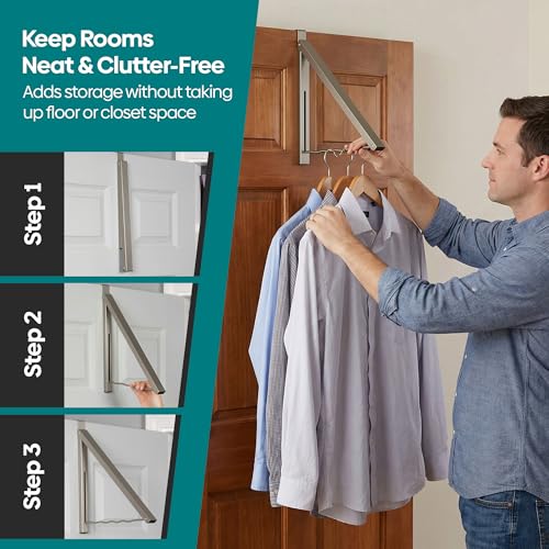 HOLDN’ STORAGE Over The Door Hanger, Single Foldable Rack - Image 7