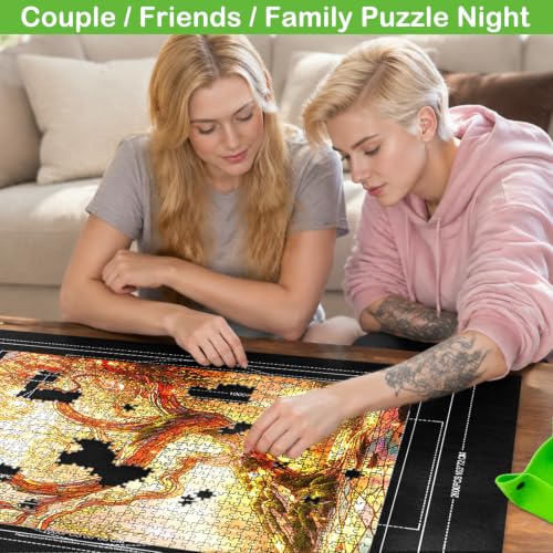 Portable Puzzle Mat Roll Up Set with 8 Sorting Trays, Pump - Image 3