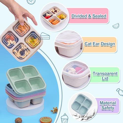 4 Pack Snack Containers, Reusable Bento Snack Box - Image 6