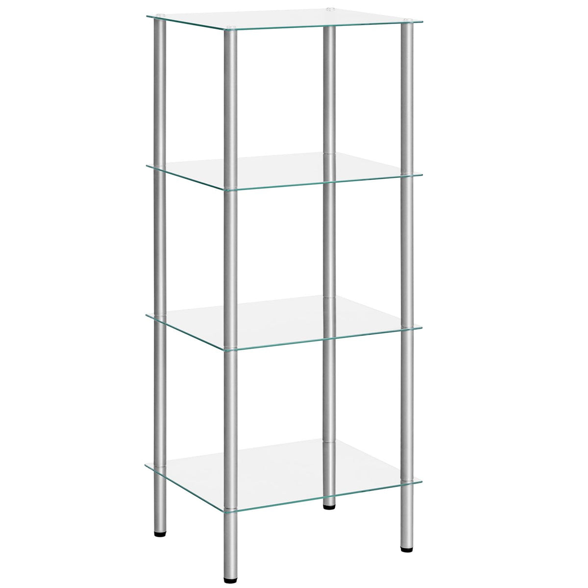 HOOBRO Glass Shelf, 4 Tier Bathroom Standing Shelf Unit - Image 1