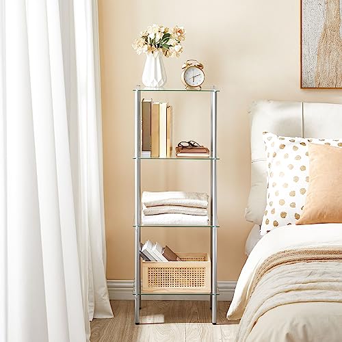HOOBRO Glass Shelf, 4 Tier Bathroom Standing Shelf Unit - Image 6